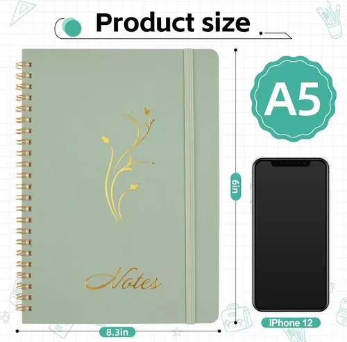 Miniatura 2 de Joyberg Cuaderno estético en espiral, 2 cuadernos bonitos, cuadernos de 8.3 x 6 pulgadas para mujeres, cuaderno en espiral A5 para oficina, escuela