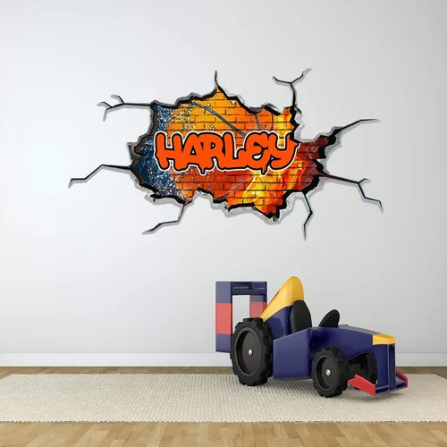 Miniatura 3 de Calcomanía de pared personalizada con nombre de graffiti 3D, calcomanía decorativa de vinilo artística personalizada, extraíble, despegar y pegar