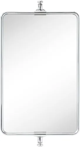 Miniatura 3 de TEHOME Espejo rectangular redondeado negro pivot-N-View para tocador de baño, espejo giratorio inclinable para tocador de esquina, 14 x 22 pulgadas