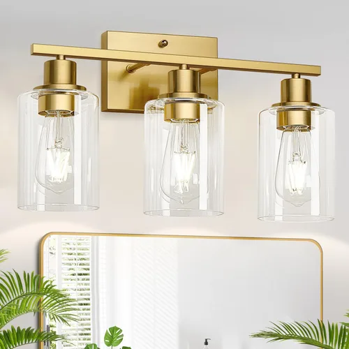 Miniatura 10 de MOKATNG Juego de 2 apliques de pared para baño, luces de tocador modernas negras con pantalla de vidrio blanco, lámpara de pared de baño