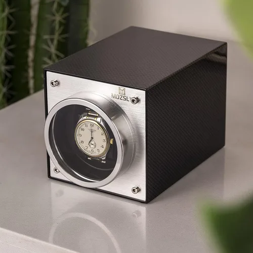 Miniatura 5 de MOZSLY - Bobinadora de un solo reloj para relojes automáticos adaptador de CA alimentado por batería 12 modos de rotación caja de bobinado con motor