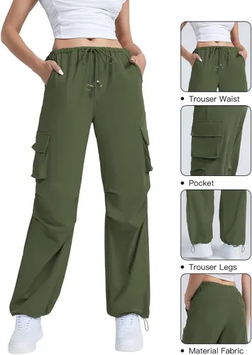 Miniatura 5 de EVALESS Pantalones cargo para mujer, holgados, con cordón, ligeros, atléticos, con bolsillos, para senderismo