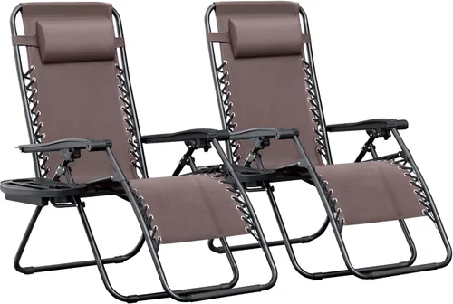 Miniatura 10 de Greesum Sillas Zero Gravity - Juego de 2 sillones reclinables ajustables de malla de acero para playa, terraza, césped, camping, patio, silla Negro