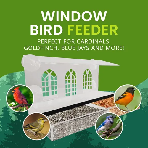 Miniatura 2 de Nature Gear Comedero acrílico transparente para pájaros para ver ventanas, resistente a la intemperie y fácil de limpiar con bandeja deslizante