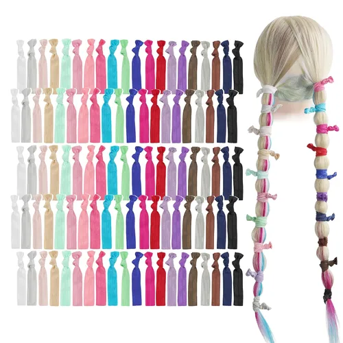 Miniatura 36 de MEEDEE Paquete de 100 lazos para el cabello, color negro, sin pliegues, nudos suaves para mujeres, sin daño, adecuado para colas de caballo, yoga
