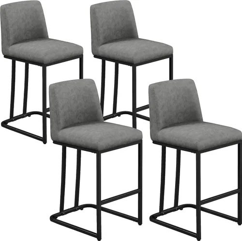 Miniatura 12 de Yaheetech Juego de 2 taburetes de bar, taburetes de cocina de altura de mostrador de 24 pulgadas, sillas de bar tapizadas de cuero modernas