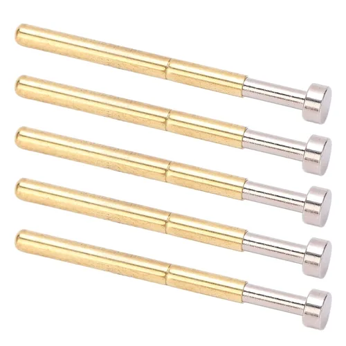 Miniatura 5 de 100pcs PCB Prueba Pogo Pin Latón Cabeza Plana Resorte Prueba Sonda 2.36mm/0.1in Tubo Diámetro 34mm/1.3in Longitud