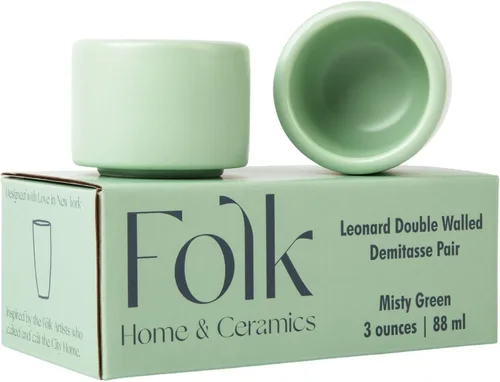 Miniatura 16 de Folk Ceramics Leonard Tazas de Café Expreso de Cerámica Tazas Demitasse Modernas Apilables para Expreso Paredes Gruesas, Sin Asa, Duraderas
