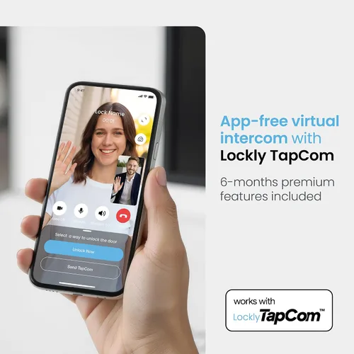 Miniatura 2 de Lockly Secure Pro Smart Lock con asa, huella digital biométrica y teclado patentado PIN Genie antiespía, cerradura de puerta de entrada sin llave