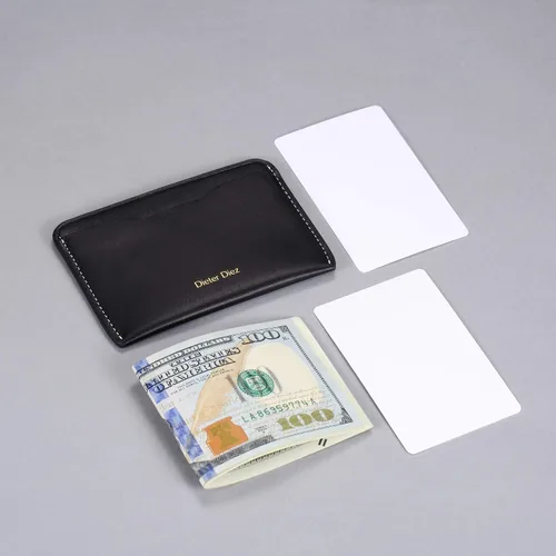 Miniatura 7 de HISCOW Tarjetero plegable delgado minimalista - piel de becerro italiana (negro)