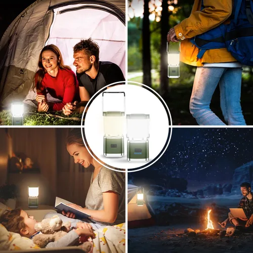 Miniatura 8 de Farol de Campamento Paquete de 2 Faroles para Cortes de Energía, Luces LED de Campamento para Colgar en Tiendas, Lámpara de Tienda de Campaña con 20