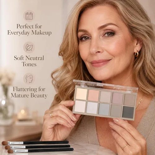 Miniatura 5 de Sulily Paleta de sombra de ojos color nude, 10 colores, maquillaje de sombra de ojos mate, gris pardo marrón, humo neutro, pigmento alto mezclable