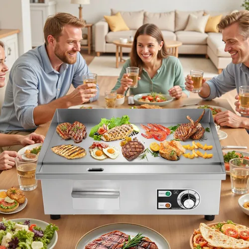 Miniatura 9 de Dyna-Living Plancha eléctrica comercial de 22 pulgadas, parrilla superior plana de 3000 W, plancha eléctrica de acero inoxidable, antiadherente