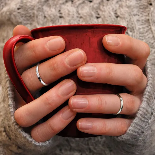 Miniatura 6 de Bling Jewelry Anillo de boda de plata de ley 925 unisex personalizado para parejas, para hombres y mujeres, diseño minimalista pulido simple
