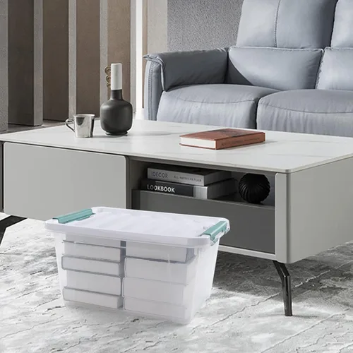 Miniatura 5 de Paquete de 4 cajas transparentes de 20 cuartos de galón con tapas, bolsas de almacenamiento de plástico