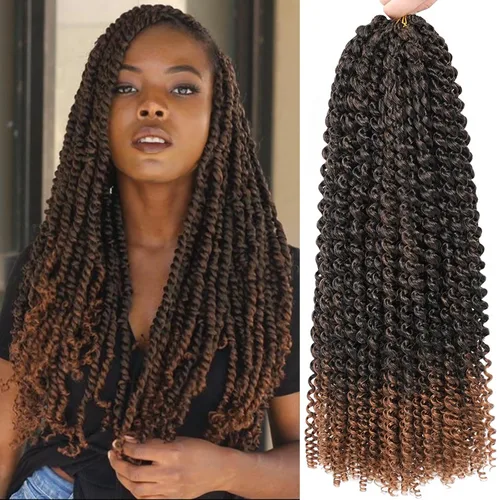 Miniatura 45 de Cabello Passion Twist de 24 pulgadas, 8 paquetes de cabello Passion Twist de ganchillo para mujeres, cabello trenzado Passion Twists largo bohemio
