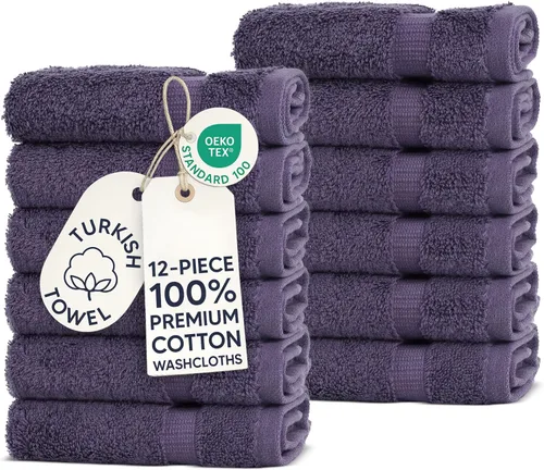 Miniatura 107 de Chakir Turkish Linens - Toallas turcas de 100% algodón, suaves y absorbentes (4 paños, color gris)