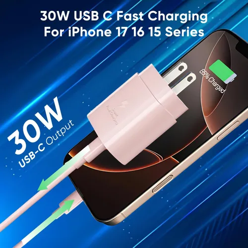 Miniatura 2 de Cargador para iPhone 17 16 15 de carga rápida, cable de 3.05 metros, bloque de cargador USB C de 30W para iPhone 15 16 16e 17 Air Plus Pro Max/iPad