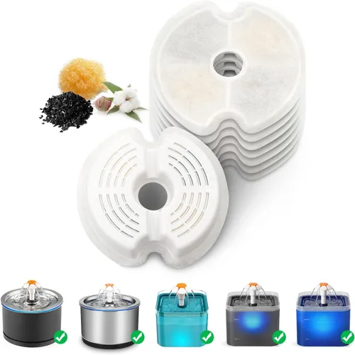 Miniatura 9 de Filtros de fuente de agua para gatos, 8 paquetes de filtros de carbono de repuesto para fuente automática de mascotas, fuente de agua de acero