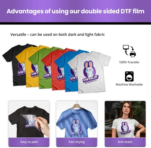 Miniatura 6 de Película de transferencia DTF A4: 50 hojas de papel de transferencia de PET mate de doble cara de película DTF de alta calidad directamente a