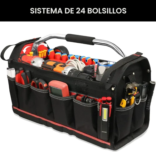 Miniatura 4 de HAUTMEC HT0296 - Bolsa de herramientas resistente de 20 pulgadas con cubierta transparente impermeable, bolsa de herramientas grande con mango