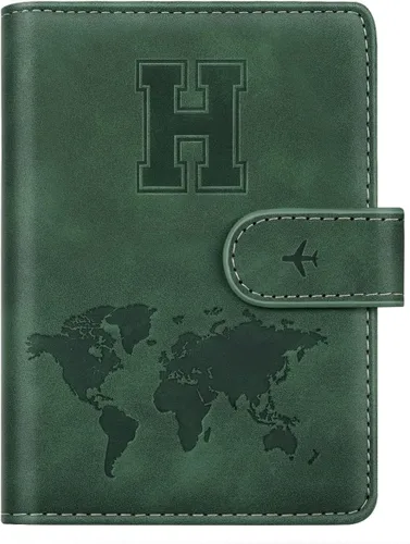 Miniatura 52 de Funda para Pasaporte Personalizada con Letra de la A a la Z, Billetera de Viaje con Bloqueo RFID, Funda para Pasaporte, Estuche para Pasaporte