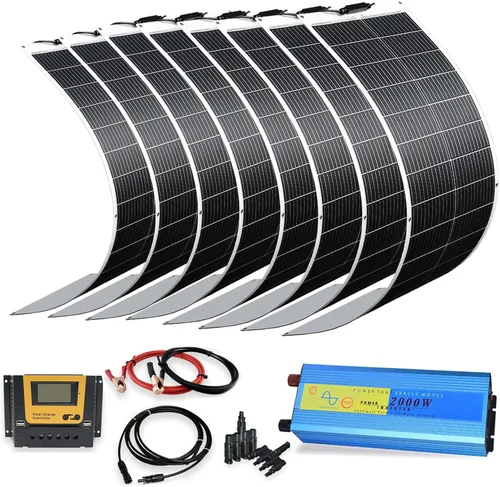 Miniatura 9 de XINPUGUANG Kit de sistema flexible de panel solar de 200 W 12 V, módulo de fibra de vidrio monocristalino de 2 x 100 W, cable de extensión