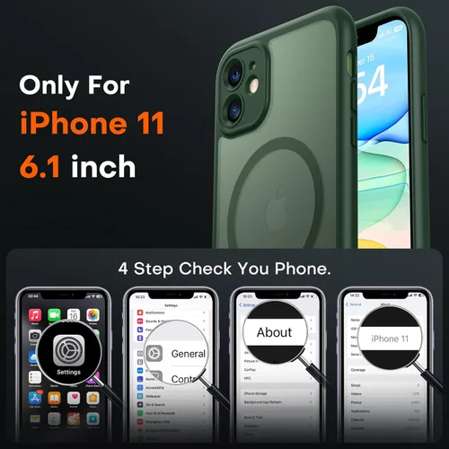Miniatura 2 de TOCOL Funda para iPhone 11, compatible con Magsafe, protección completa de cámara, imanes integrados, protección contra caídas, funda translúcida