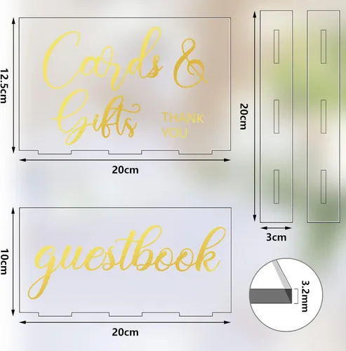 Miniatura 2 de Yulejo 2 letreros acrílicos de boda para ceremonia y recepción, por favor firme el libro de visitas, tarjetas de recepción de boda y letreros