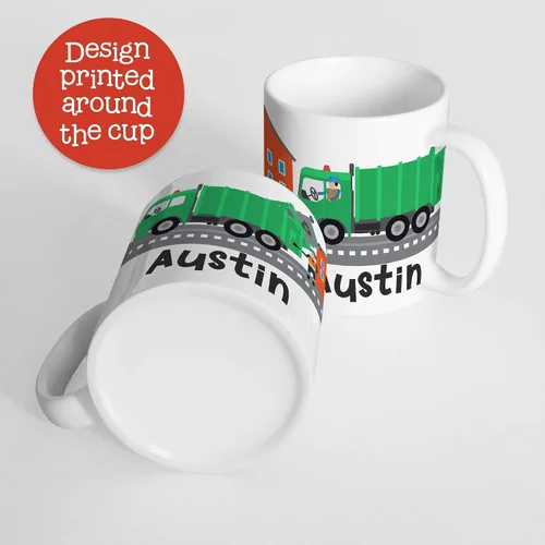 Miniatura 4 de Taza de camión de basura personalizada para niños con nombre del niño, taza irrompible de camión de basura, apta para lavavajillas y sin BPA