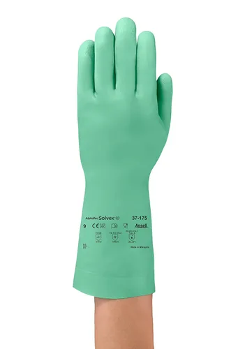 AlphaTec Solvex 37-175 Guante Multiproósito, Alta resistencia Química, Buen nivel de abrasión, Talla Mediana (1 Par)