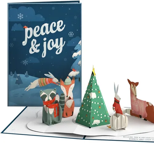 Lovepop Tarjeta desplegable de Navidad para ella y él, tarjetas de felicitación 3D para hombres, mujeres, reunión de bosques, tarjeta de 5 x 7