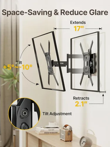 Miniatura 6 de monTEK Soporte de pared para TV de movimiento completo para televisores y monitores planos y curvos de 23 a 65 pulgadas, soporte articulado