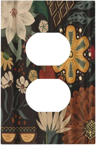 Miniatura 10 de Cubiertas de Interruptor de Luz Artísticas de Cuádruple Palanca con Hojas Tropicales Florales Boho, Flores Bohemias Decorativas Botánicas, Placas