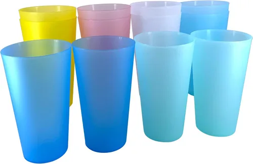 Miniatura 14 de Vasos de plástico de 32 onzas, sin BPA, reutilizables, aptos para lavavajillas, juego de 12 en 4 vasos grandes de colores surtidos Colores costeros