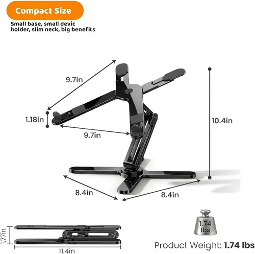 Miniatura 5 de Moallia Soporte giratorio N86 360 para laptop, altura y ángulo ajustables, elevador ergonómico de metal para trabajo colaborativo de escritorio