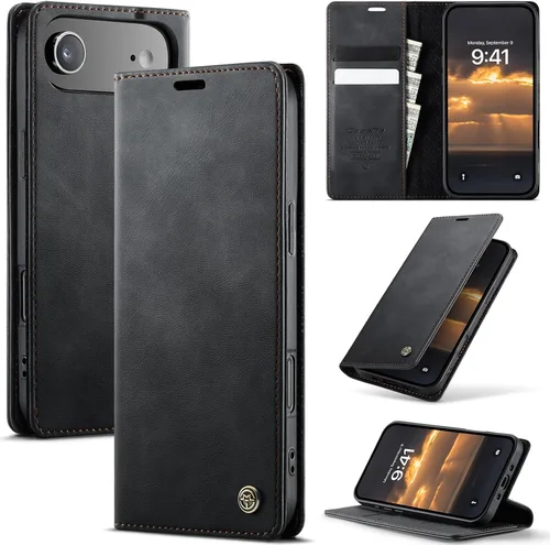 Miniatura 30 de Funda tipo cartera para iPhone 13 de piel tipo cartera con tarjetero y función atril, cierre magnético, bloqueo RFID, TPU a prueba de golpes
