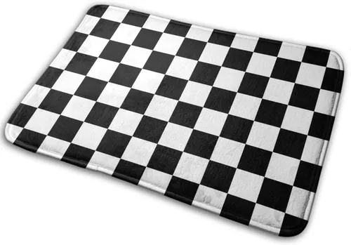 Alfombra de baño antideslizante, impermeable, resistente a la suciedad, tablero de ajedrez, a cuadros, blanco y negro, alfombra para habitación de
