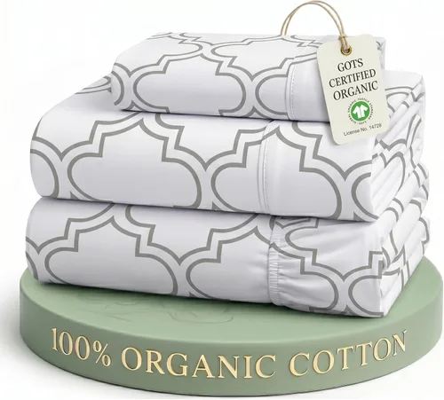 Miniatura 67 de Lane Linen Sábanas de cama tamaño Queen, juego de sábanas 100 % algodón orgánico, sábanas refrescantes suaves tamaño Queen, juego de sábanas Queen