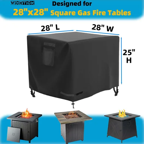 Miniatura 2 de WICKTICK Funda rectangular para mesa de fogata de gas de 44 x 28 pulgadas, cubierta para mesa de fuego resistente al agua 600D de servicio pesado