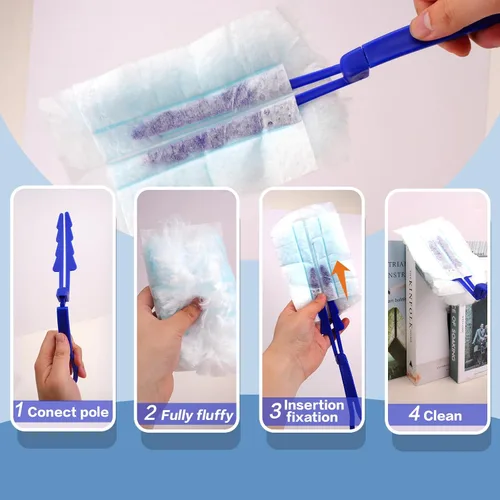 Miniatura 4 de Kit de repuestos de plumero multisuperficie de 180° (1 mango largo a + 1 mango corto + 15 repuestos de plumero)