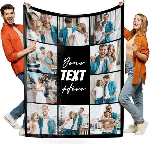 Miniatura 21 de Manta personalizada con foto, manta de collage personalizada con tu propia imagen, fabricada en Estados Unidos, regalo para ella, él, mujeres
