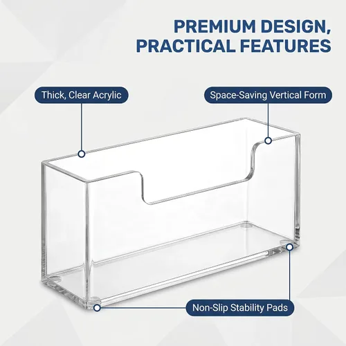 Miniatura 6 de Bandeja Soporte de Toallas de Invitados de Acrílico para Baño – Soporte Vertical para Toallas de Papel para Toallas de Mano Desechables, Organizador