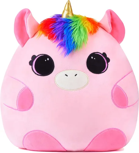 Almohada grande de peluche de unicornio, tamaño grande, lindo y suave de 13 pulgadas de grasa Kawaii para abrazar, regalo para niños (unicornio)