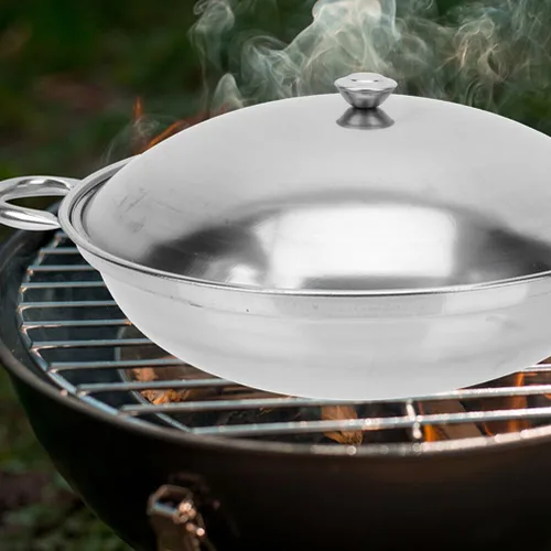Miniatura 7 de Kichvoe Juego de ollas de cocina de acero inoxidable con asas dobles de 9.44 pulgadas, olla multiusos para cocinar platos calientes y mariscos