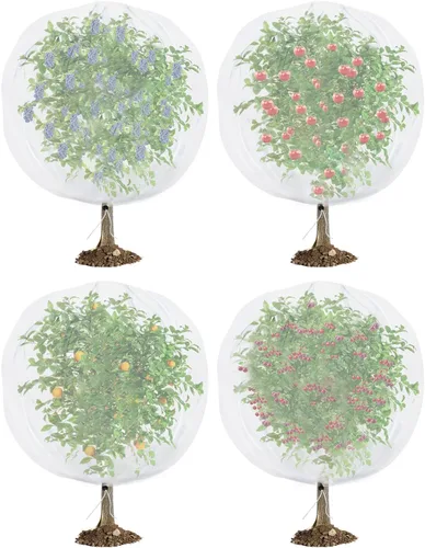 Miniatura 8 de Red para pájaros para protección del jardín, paquete de 4 redes de jardín barrera de plagas con cordón, mosquitero para tomates, cubierta protectora