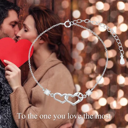 Miniatura 2 de POPLYKE Pulsera de plata de ley 925 con infinitovacaalacruzcorazón para mamá e hija, joyería para regalos de cumpleaños