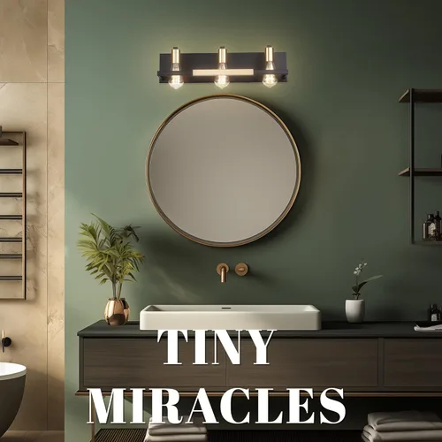 Miniatura 4 de Hamilyeah Lámparas de baño rústicas sobre espejo, luces de tocador negras y doradas mate para baño, 3 lámparas de pared vintage, iluminación