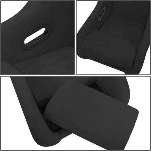 Miniatura 4 de J2 Engineering Par de asientos de cubo de carreras con respaldo reclinable de costura universal con arneses de 4, 5 y 6 puntos, 34" alto x 23" ancho