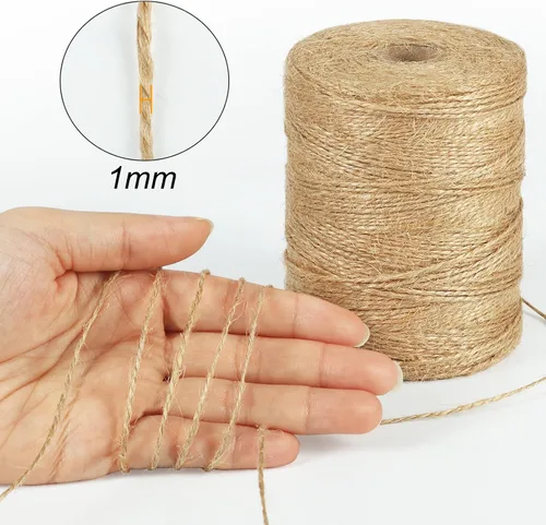 Miniatura 3 de Tenn Well Cordel de yute natural, 984 pies, 2 capas, 0.039 pulgadas, cuerda fina de color marrón para manualidades, ganchillo, envoltura de regalos